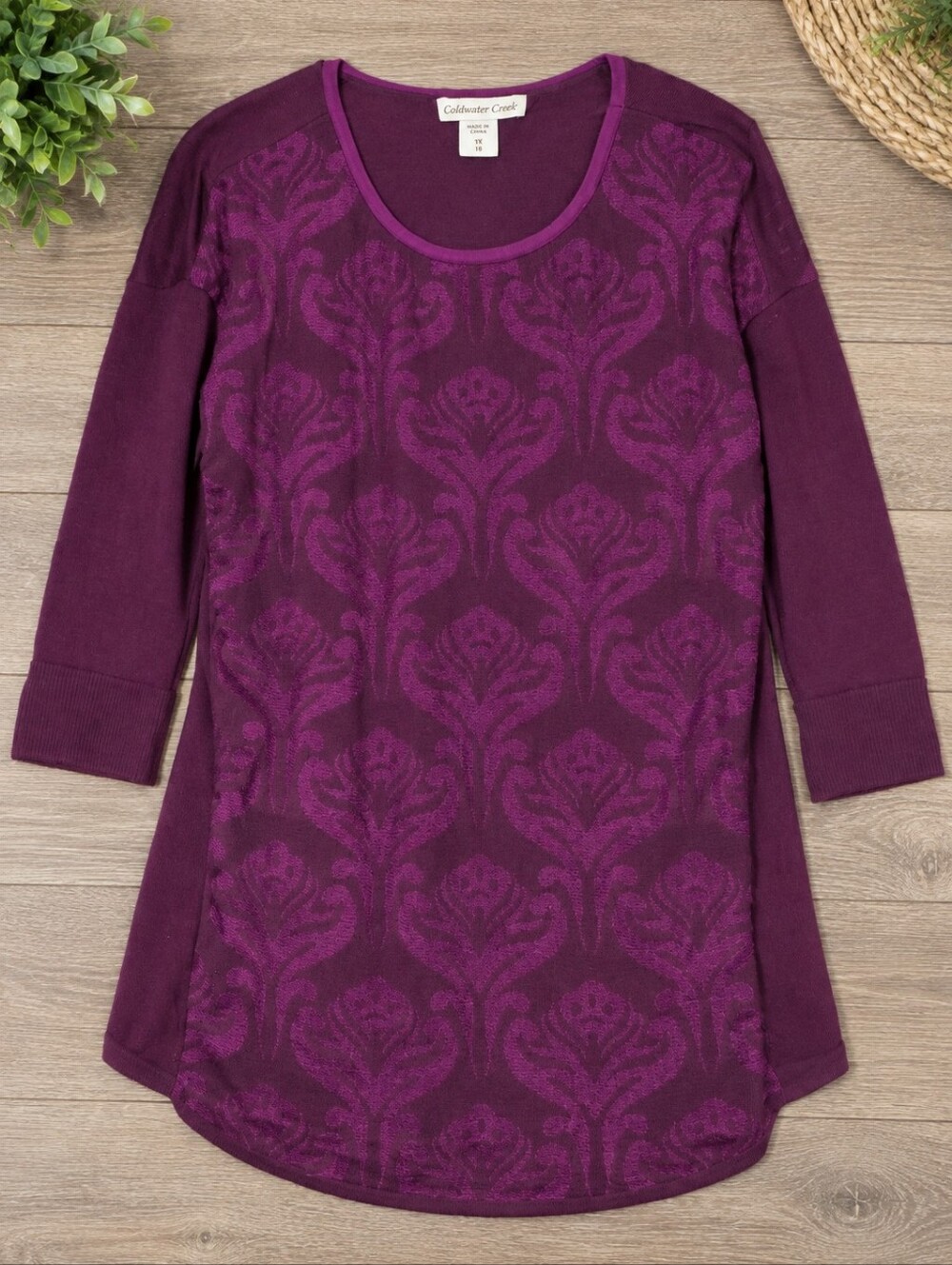 Brighton Collection Purple Patterned Women's Tunic Top